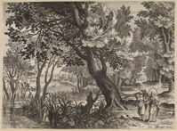TvB G 2436
<br/>
Riviergezicht met verleiding van Christus
<br/>
<em>Sadeler, Aegidius (ca.1570-1629)</em>